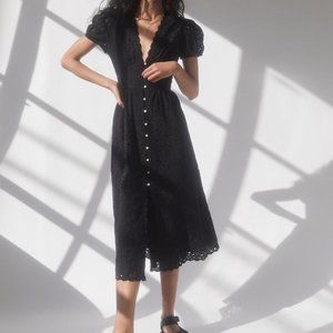Elegant Black Lace Midi Dress
